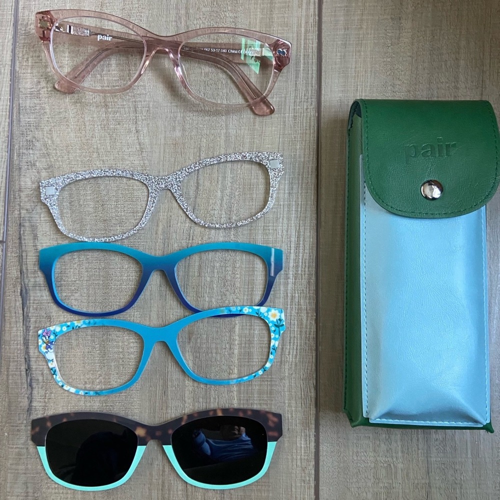 Pair Eyewear Magnetic Frames Addison Clear Pink Disney 4 Toppers Case Glasses